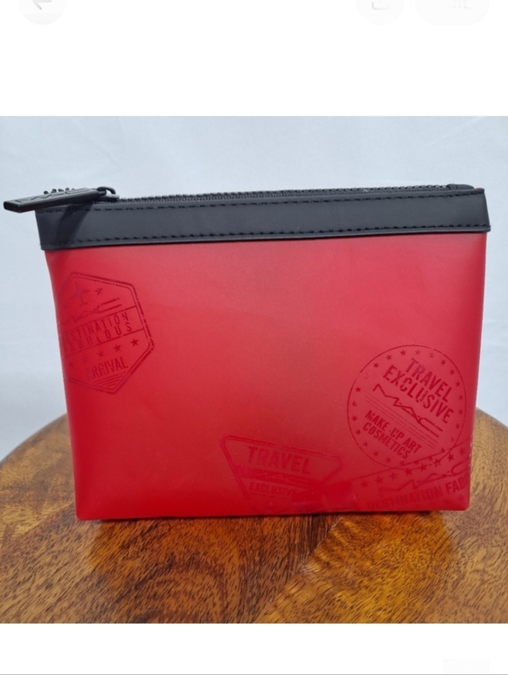 MAC Cosmetic Red Silicone Travel Cosmetic Bag NWOT